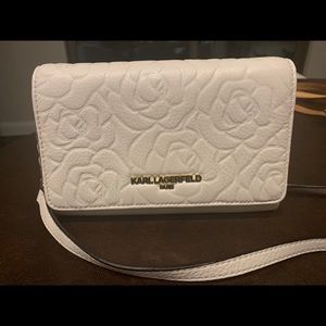Used Karl Lagerfeld white floral bag